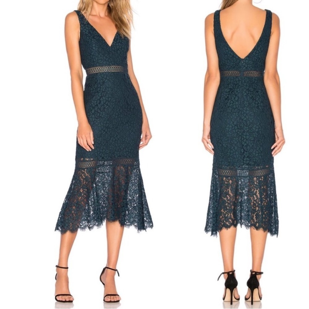 Bardot Sienna Lace Trumpet Dress Ash Blue